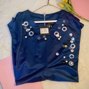 Robert Rodriguez Front Embellished Dress (Blue)